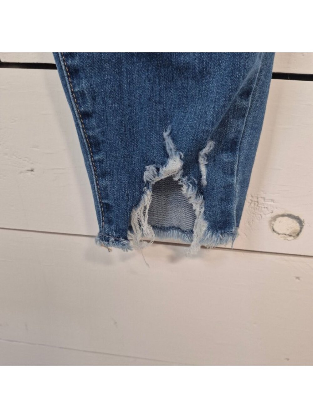 Sonoma Maternity Distressed Blue Denim Jeans With Black Belly Panel Size 12 - Picture 3 of 8